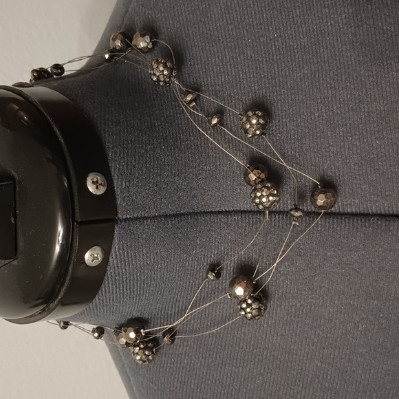 Vintage Jewelry - vintage 3 layer gray sparkly beaded necklace